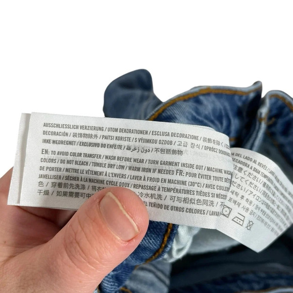 Abercrombie & Fitch Ultra High Rise Mom Curve Love Denim Shorts in Blue Size 32 - Picture 9 of 9